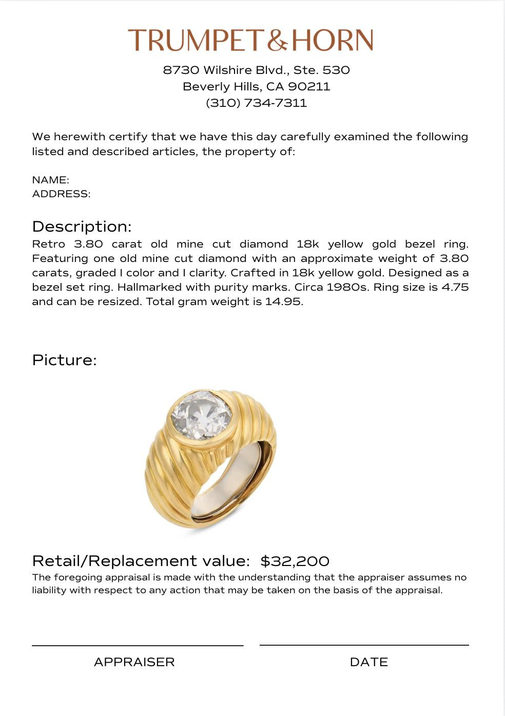 Appraisal Certificate
