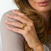 Retro 3.80 carat old mine cut diamond 18k yellow gold bezel ring