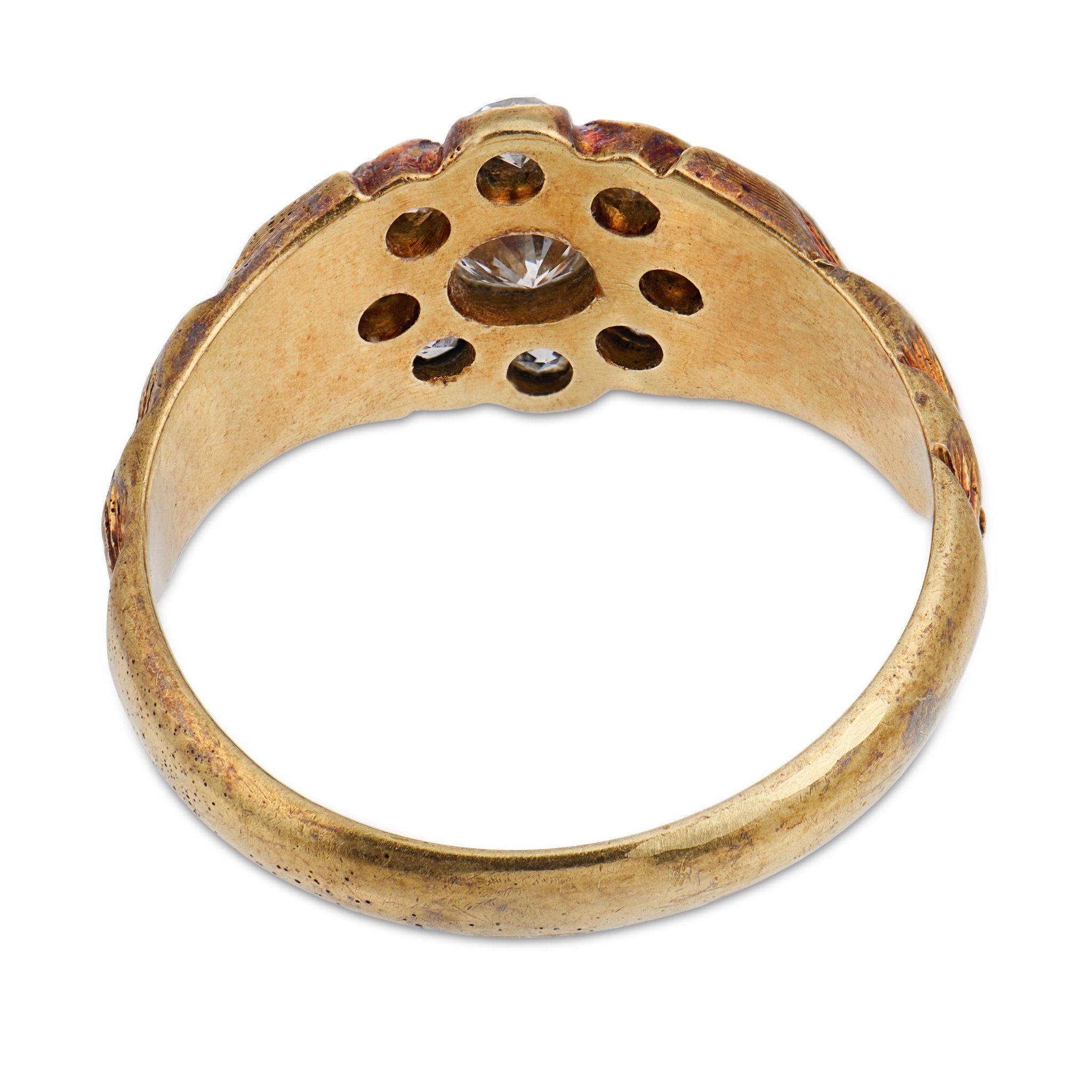 Retro diamond 14k yellow gold cluster ring