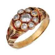 Retro diamond 14k yellow gold cluster ring