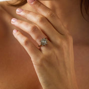 Victorian rose cut diamond 9k yellow gold star ring