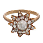 Victorian rose cut diamond 9k yellow gold star ring