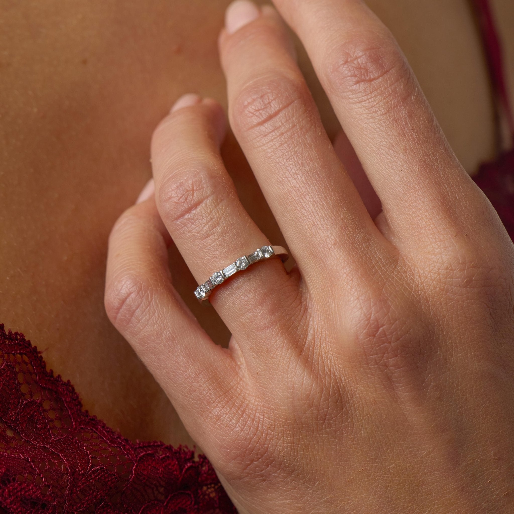 Tiffany & Co. diamond platinum half eternity wedding band
