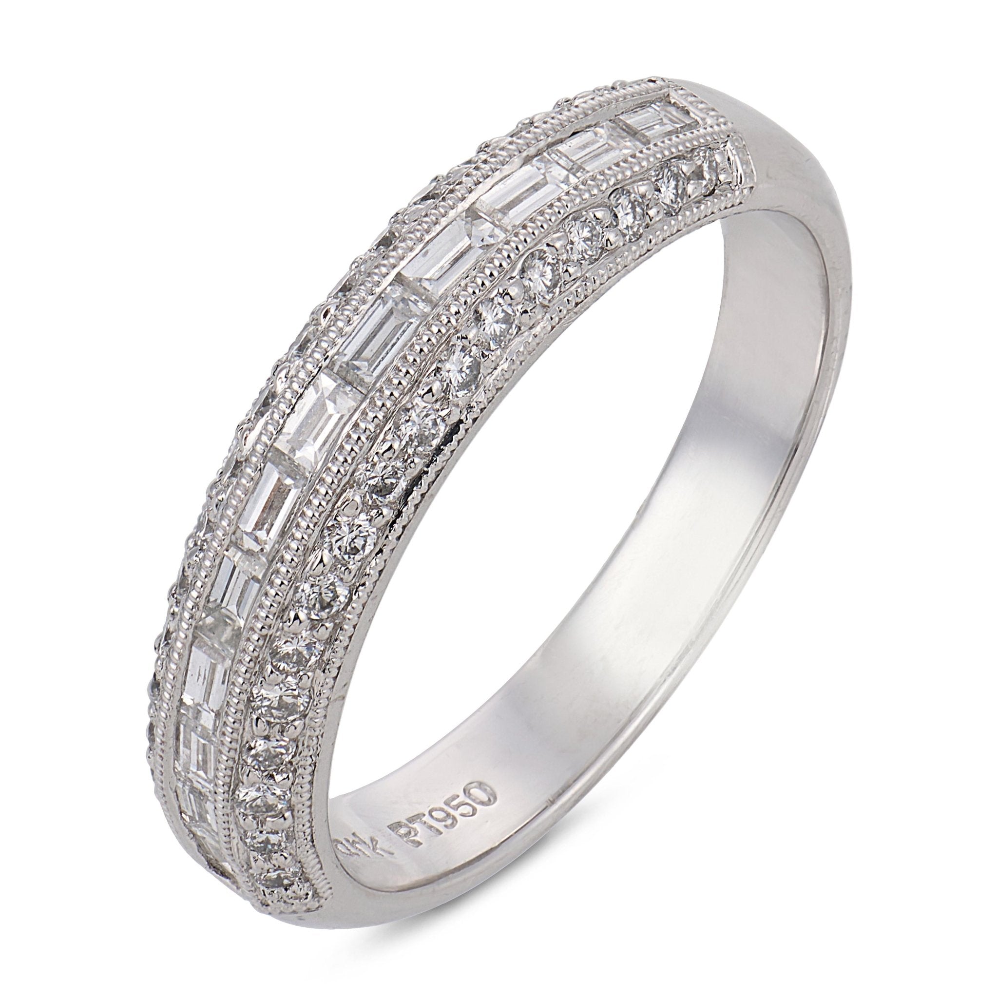 Vintage diamond platinum half eternity band