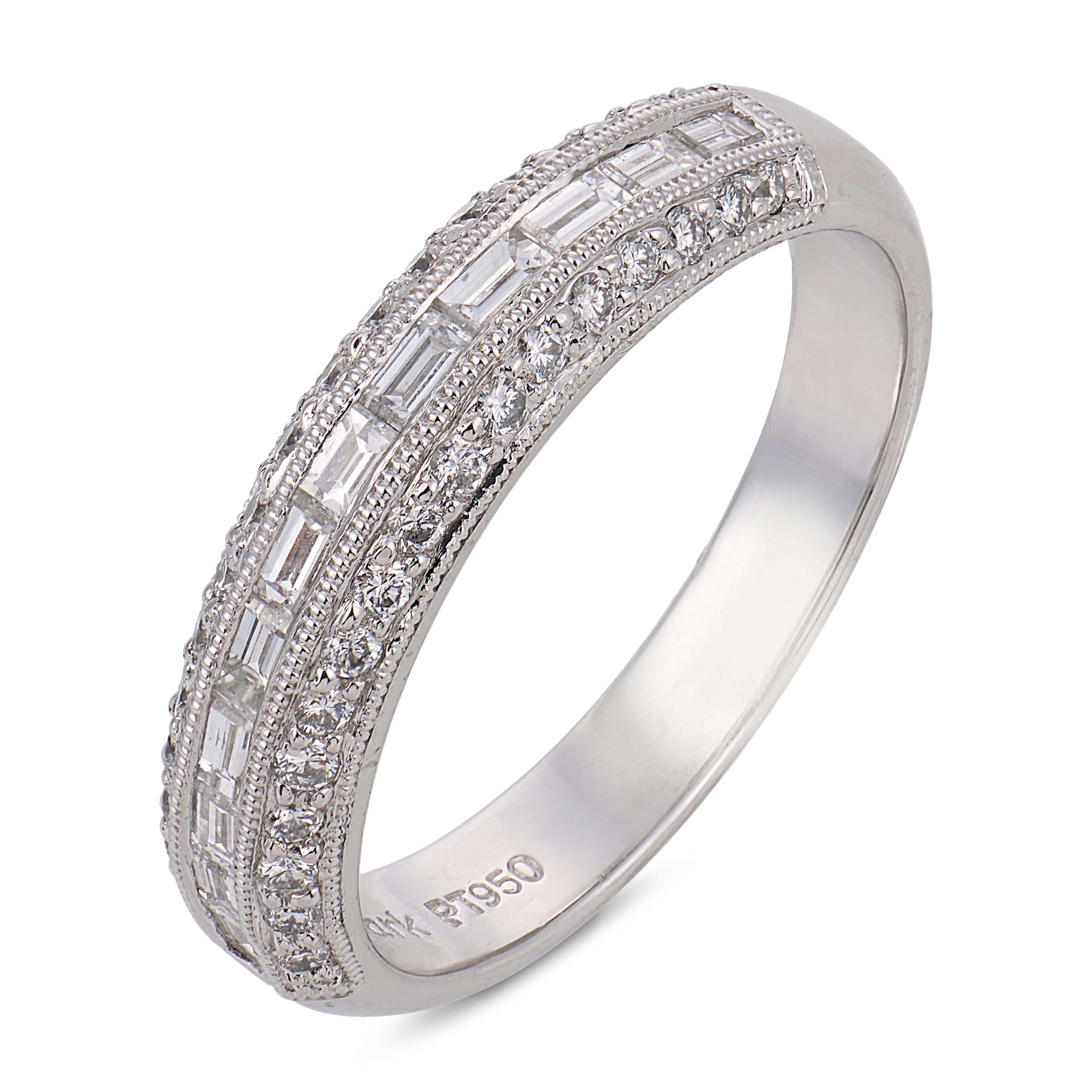 Vintage diamond platinum half eternity band