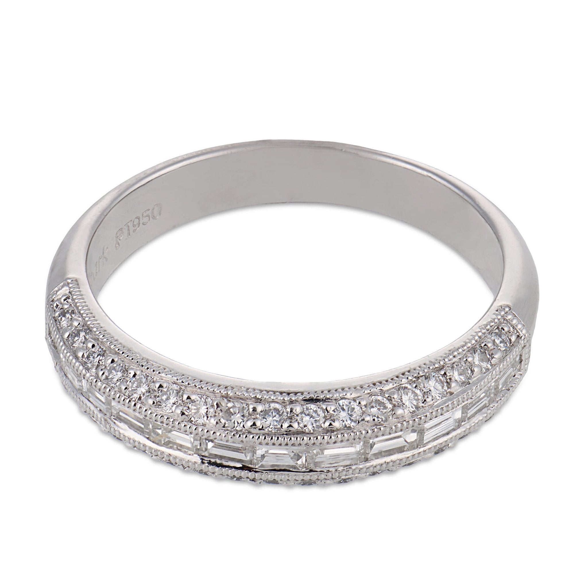Vintage diamond platinum half eternity band