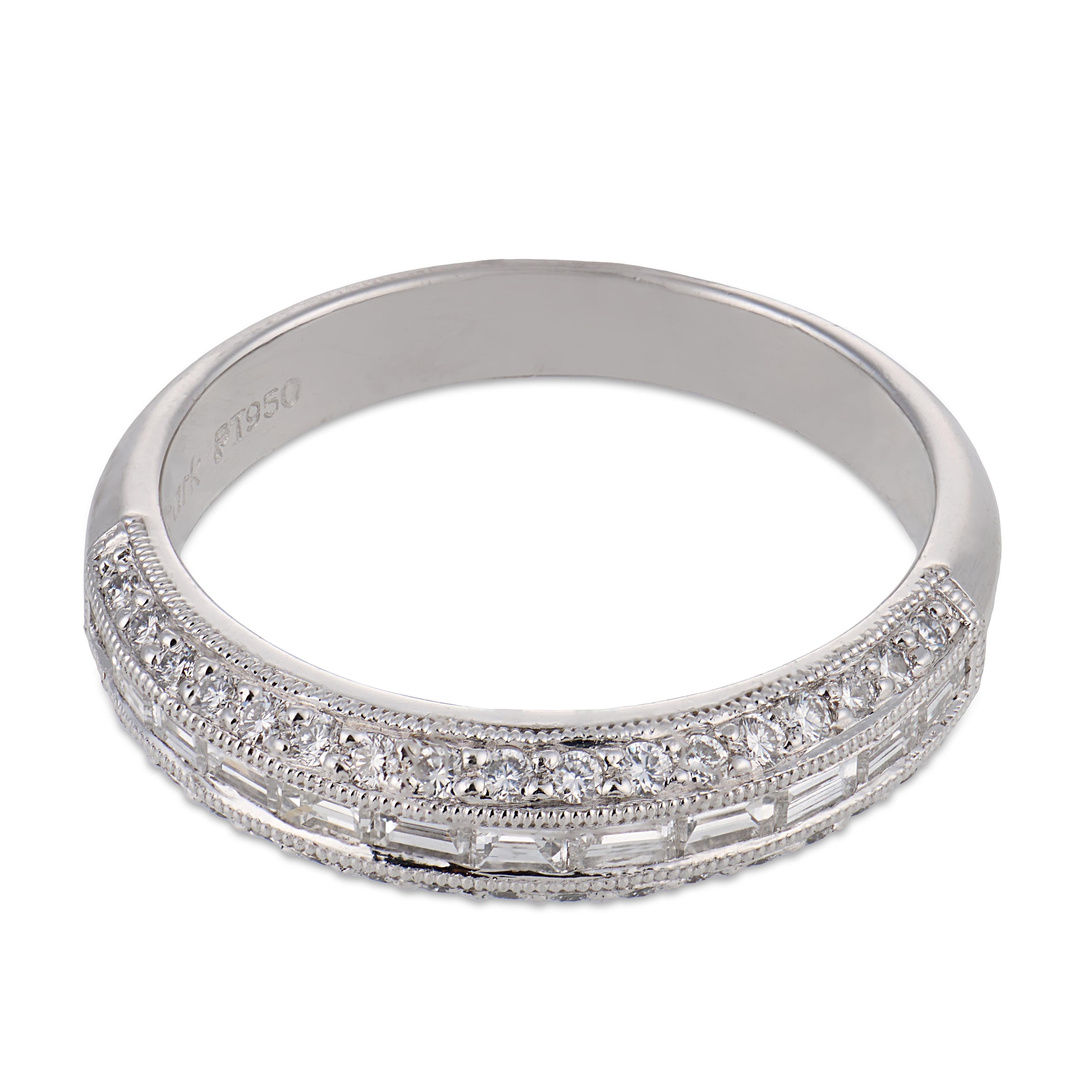 Vintage diamond platinum half eternity band
