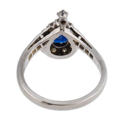Vintage sapphire diamond 18k white gold ring