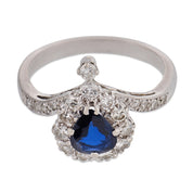 Vintage sapphire diamond 18k white gold ring