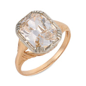 Victorian GIA 2.76 carat old mine cut diamond 14k rose gold engagement ring