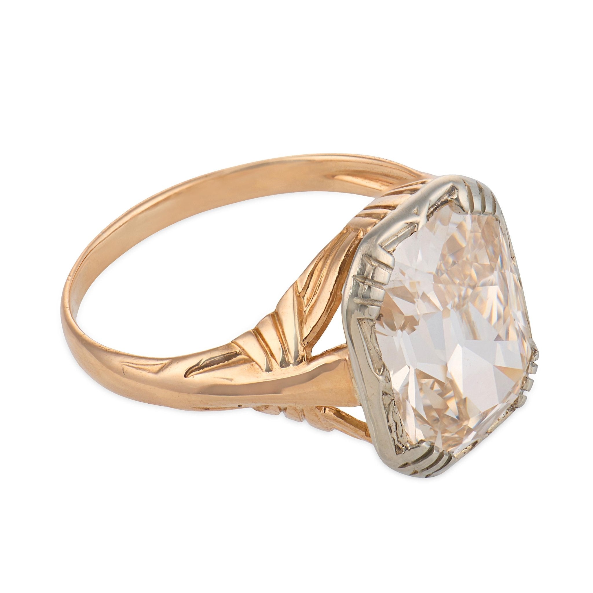 Victorian GIA 2.76 carat old mine cut diamond 14k rose gold engagement ring