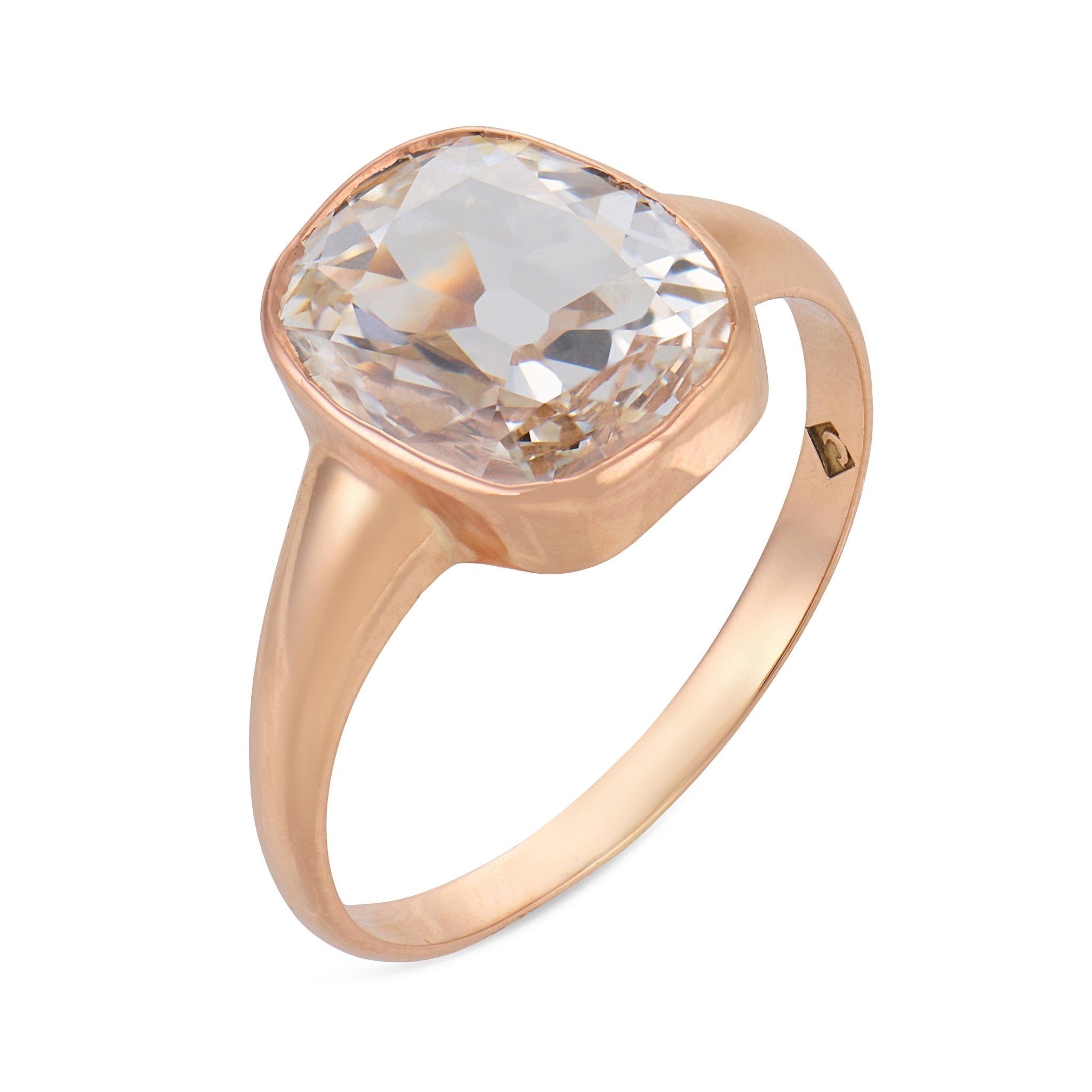 Vintage GIA 2.26 carat diamond 10k rose gold bezel ring