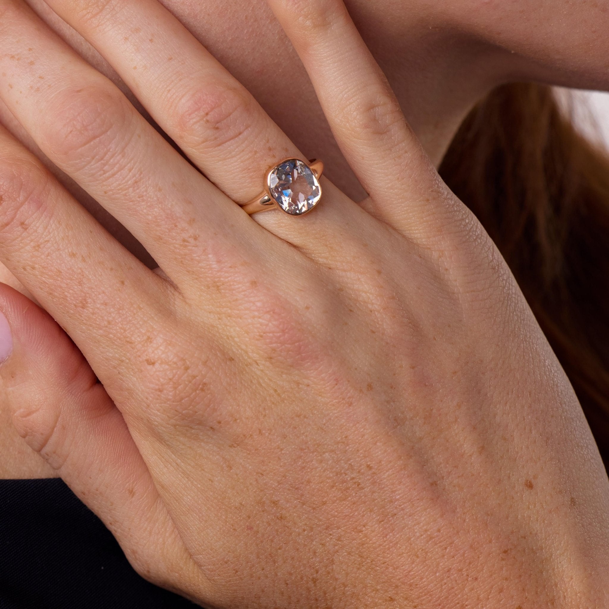 Vintage GIA 2.26 carat diamond 10k rose gold bezel ring