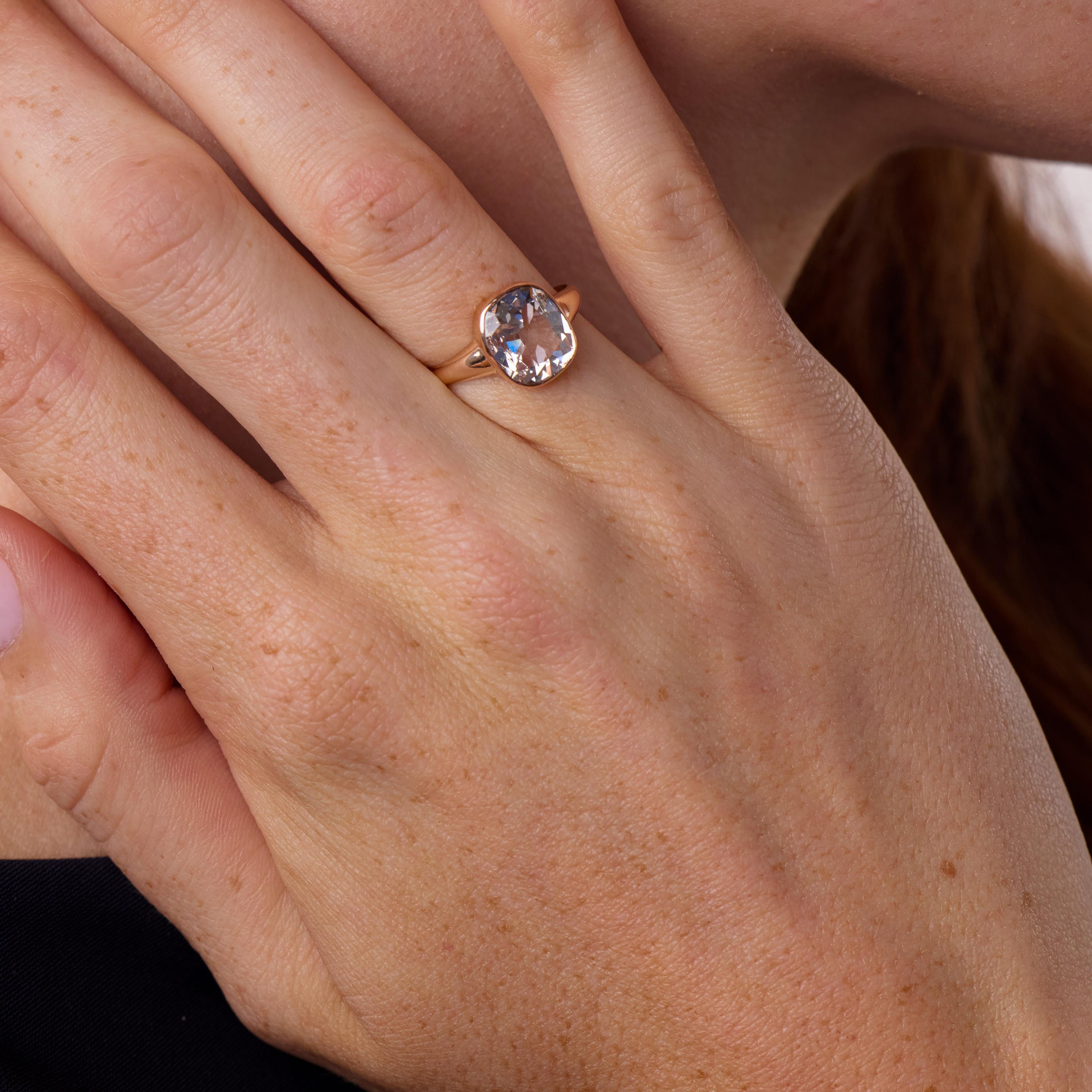Vintage GIA 2.26 carat diamond 10k rose gold bezel ring