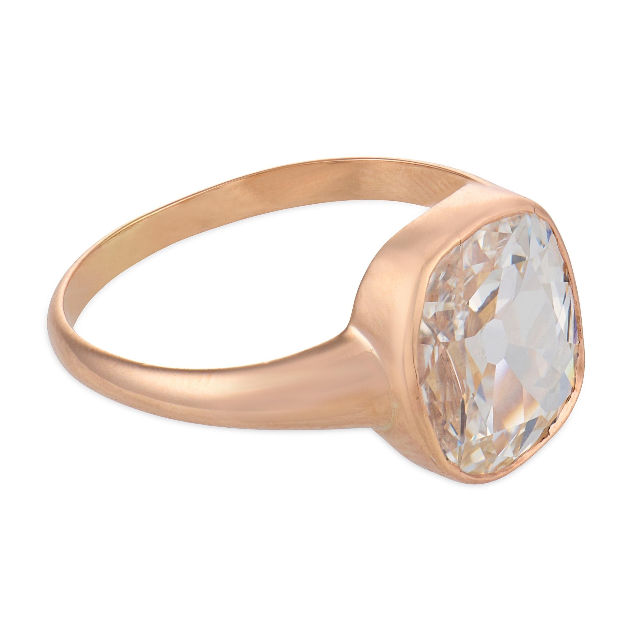 Vintage GIA 2.26 carat diamond 10k rose gold bezel ring
