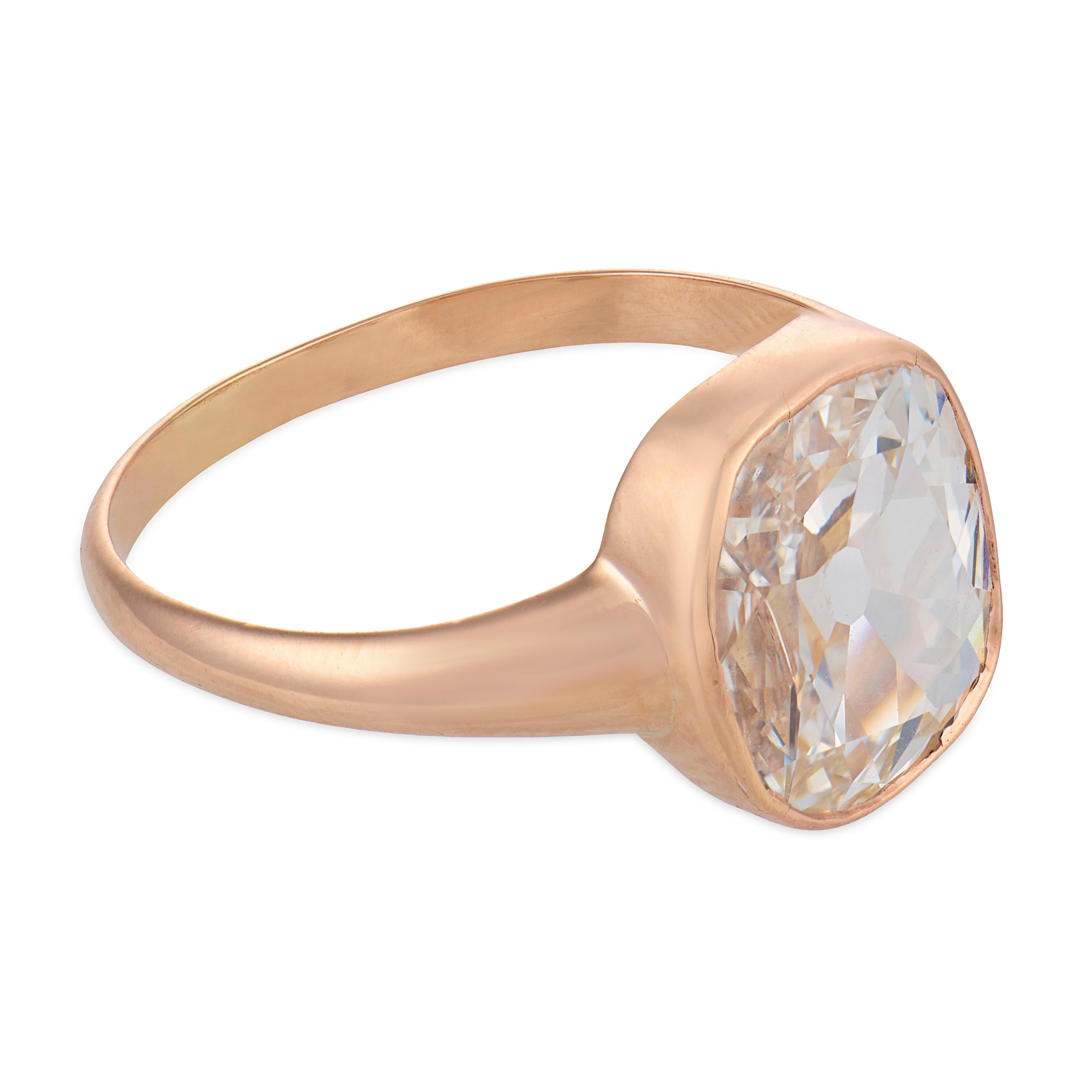 Vintage GIA 2.26 carat diamond 10k rose gold bezel ring
