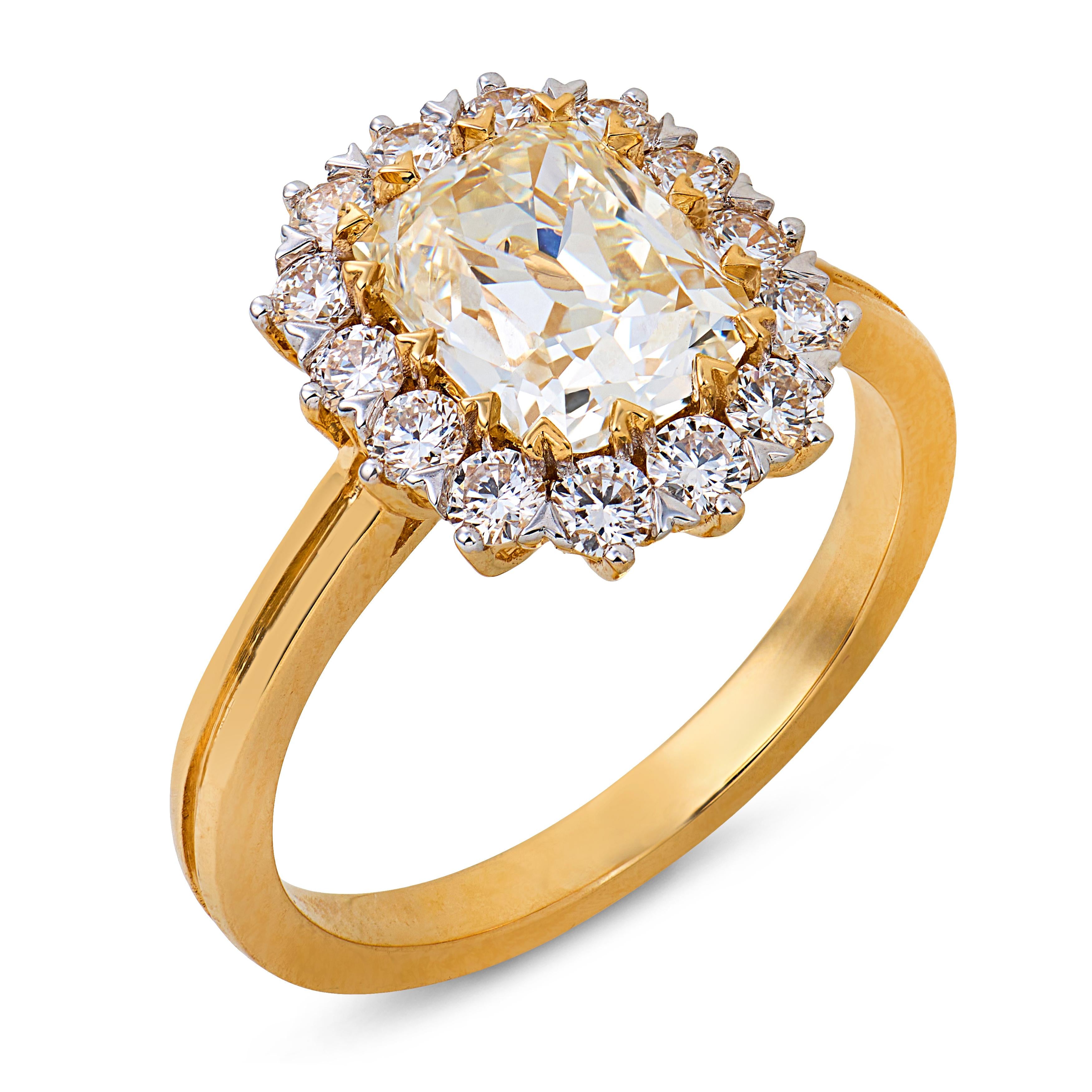 Terrace Park GIA 1.82 carat diamond 18k yellow gold ring  - T&H Exclusive