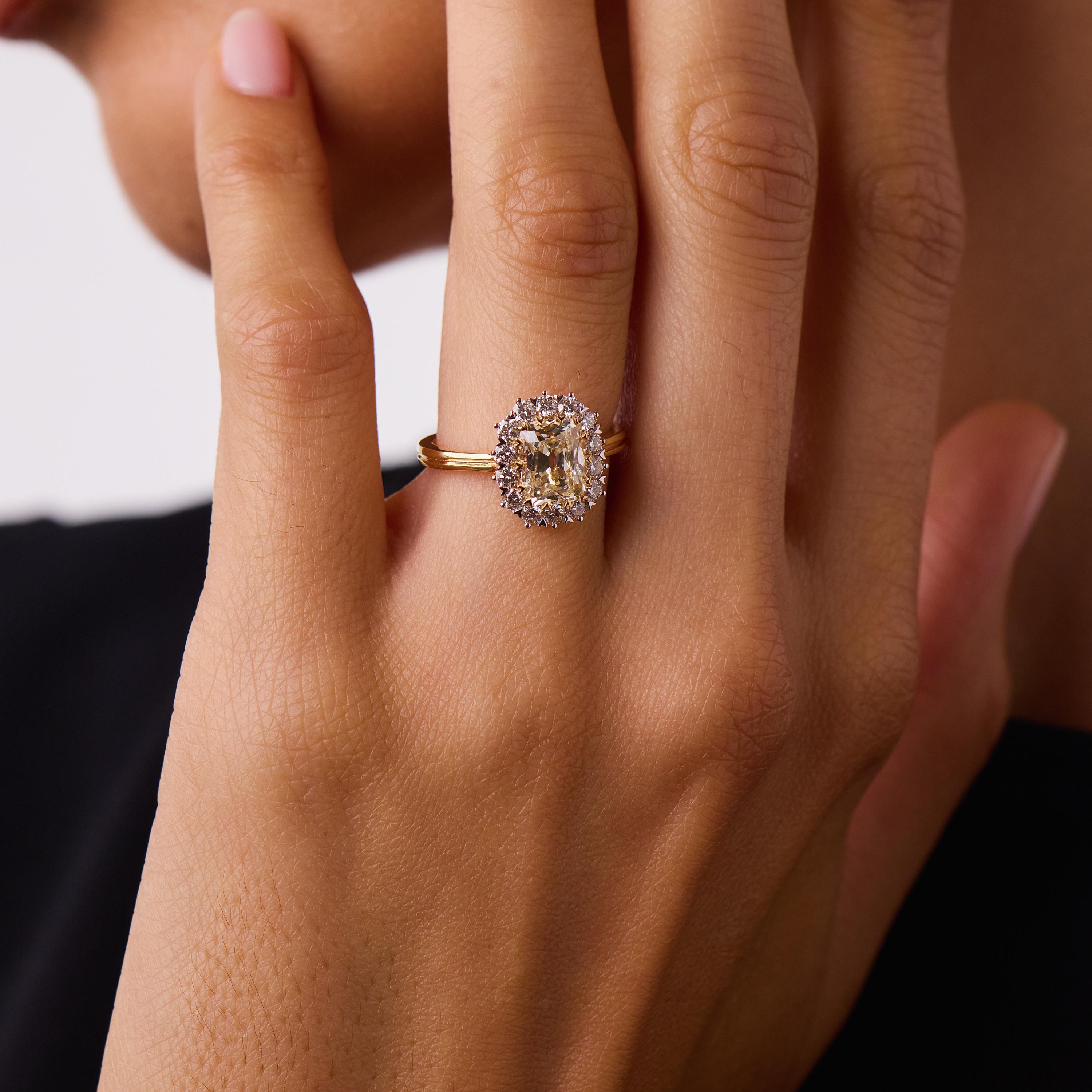 Terrace Park GIA 1.82 carat diamond 18k yellow gold ring  - T&H Exclusive