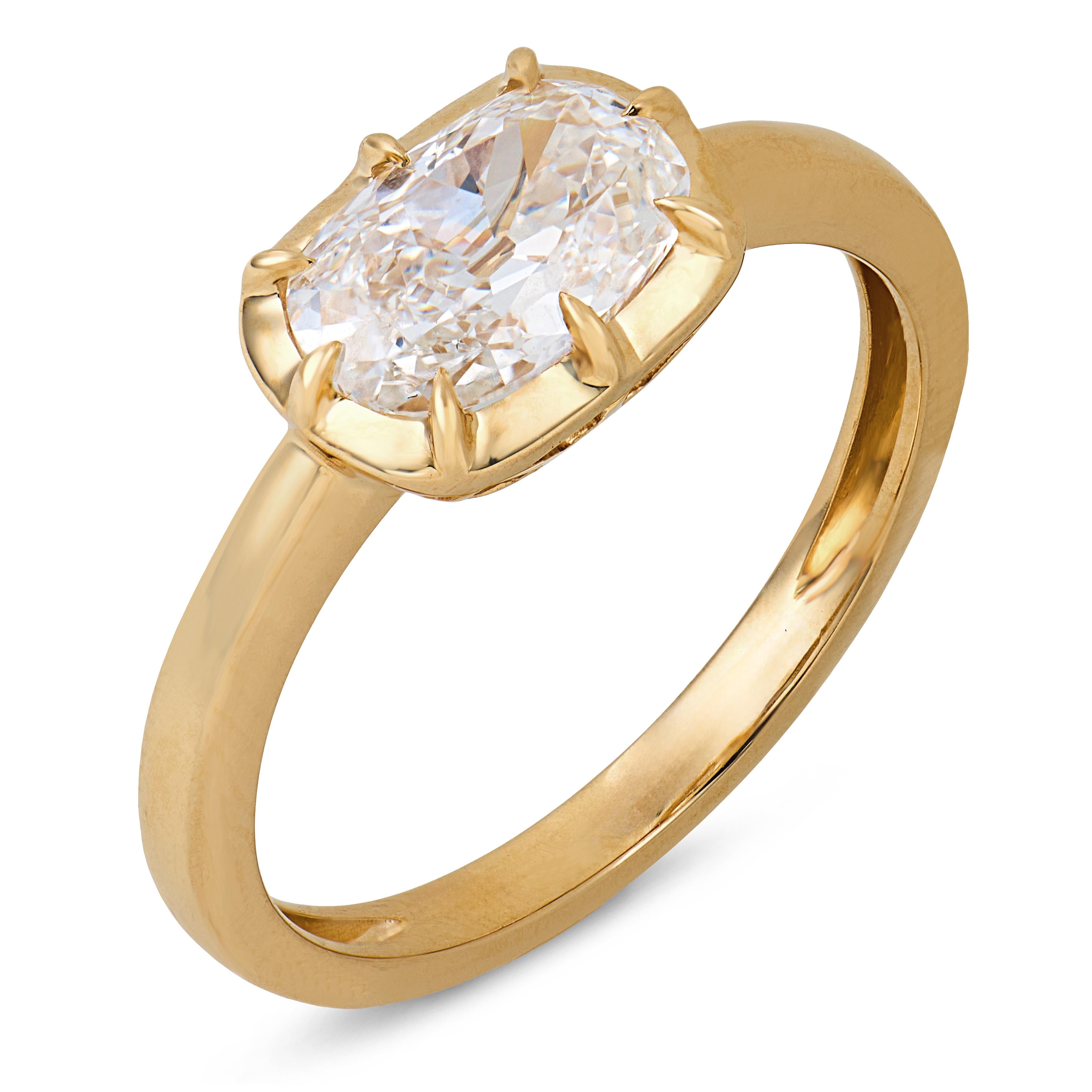 Ara GIA 1.24 carat east west set diamond 18k yellow gold ring - T&H Exclusive