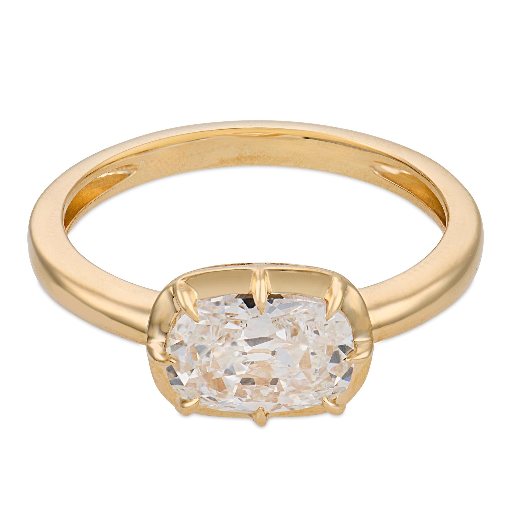 Ara GIA 1.24 carat east west set diamond 18k yellow gold ring - T&H Exclusive