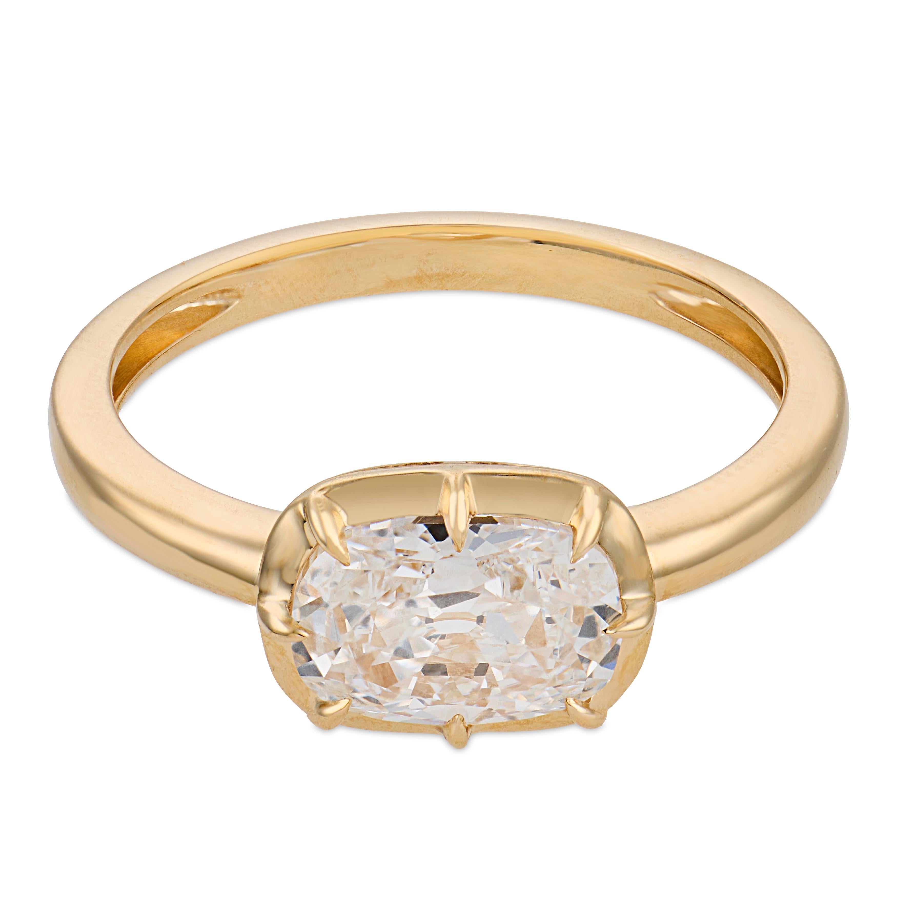 Ara GIA 1.24 carat east west set diamond 18k yellow gold ring - T&H Exclusive
