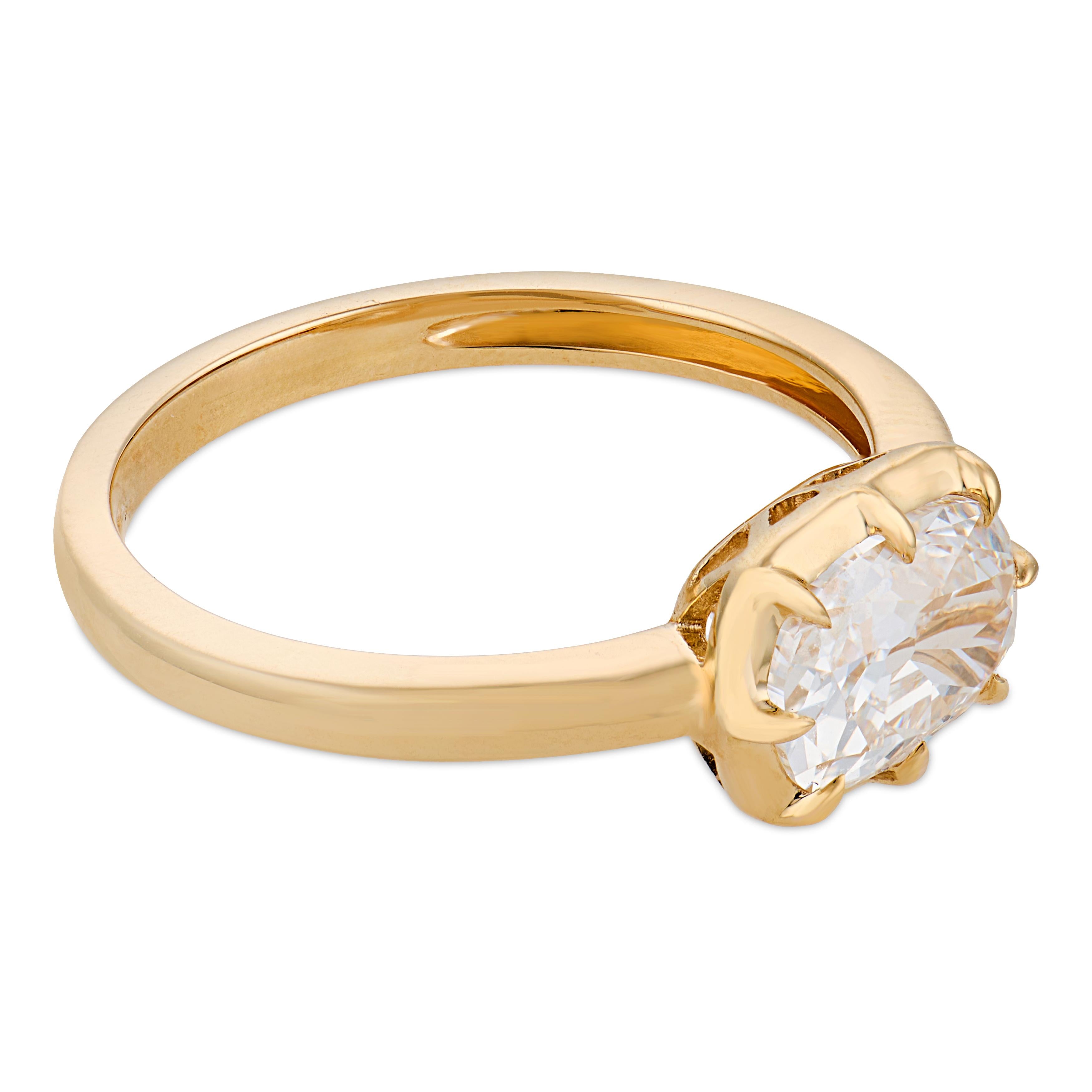 Ara GIA 1.24 carat east west set diamond 18k yellow gold ring - T&H Exclusive