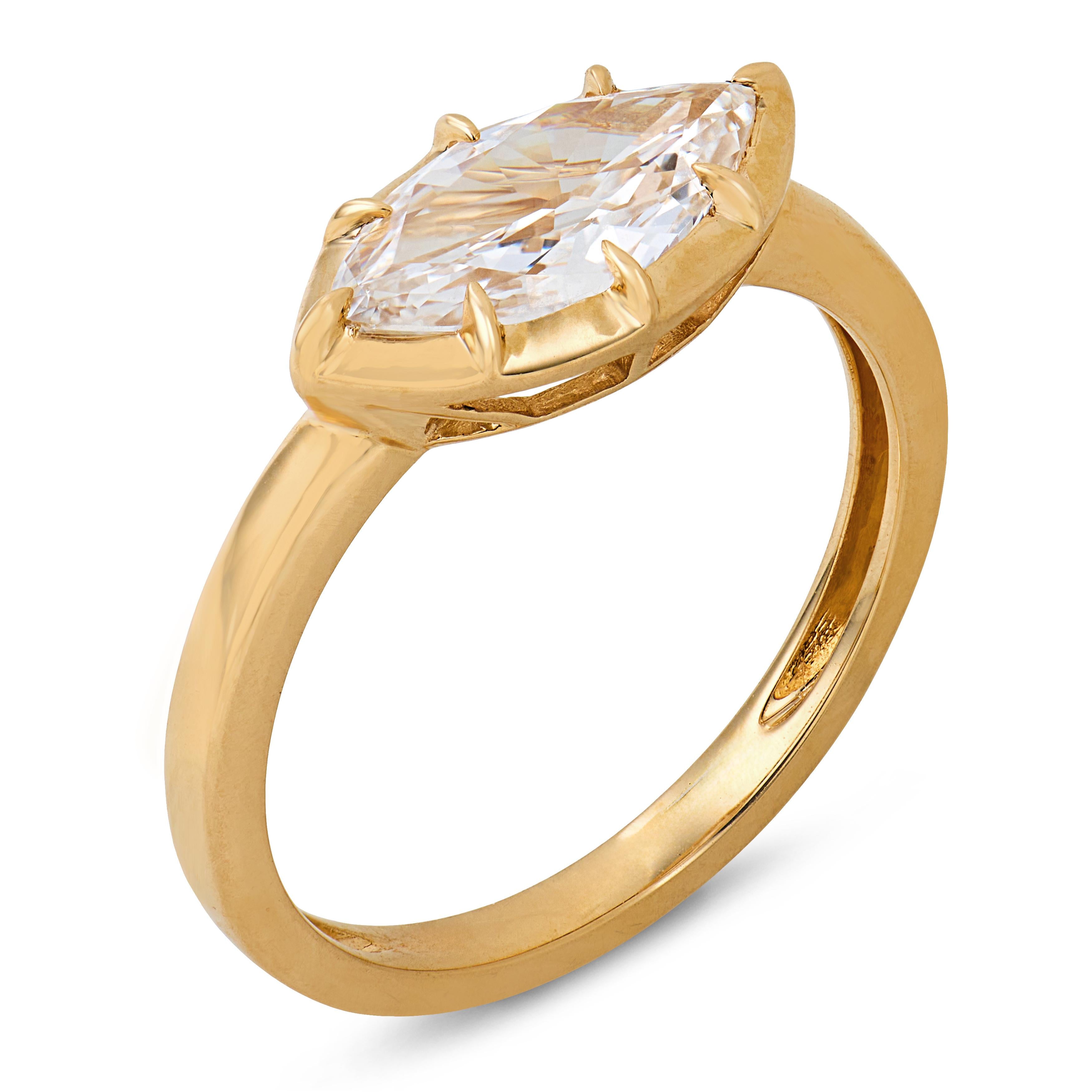 Ara GIA 0.79 carat marquise cut diamond 18k yellow gold ring - T&H Exclusive