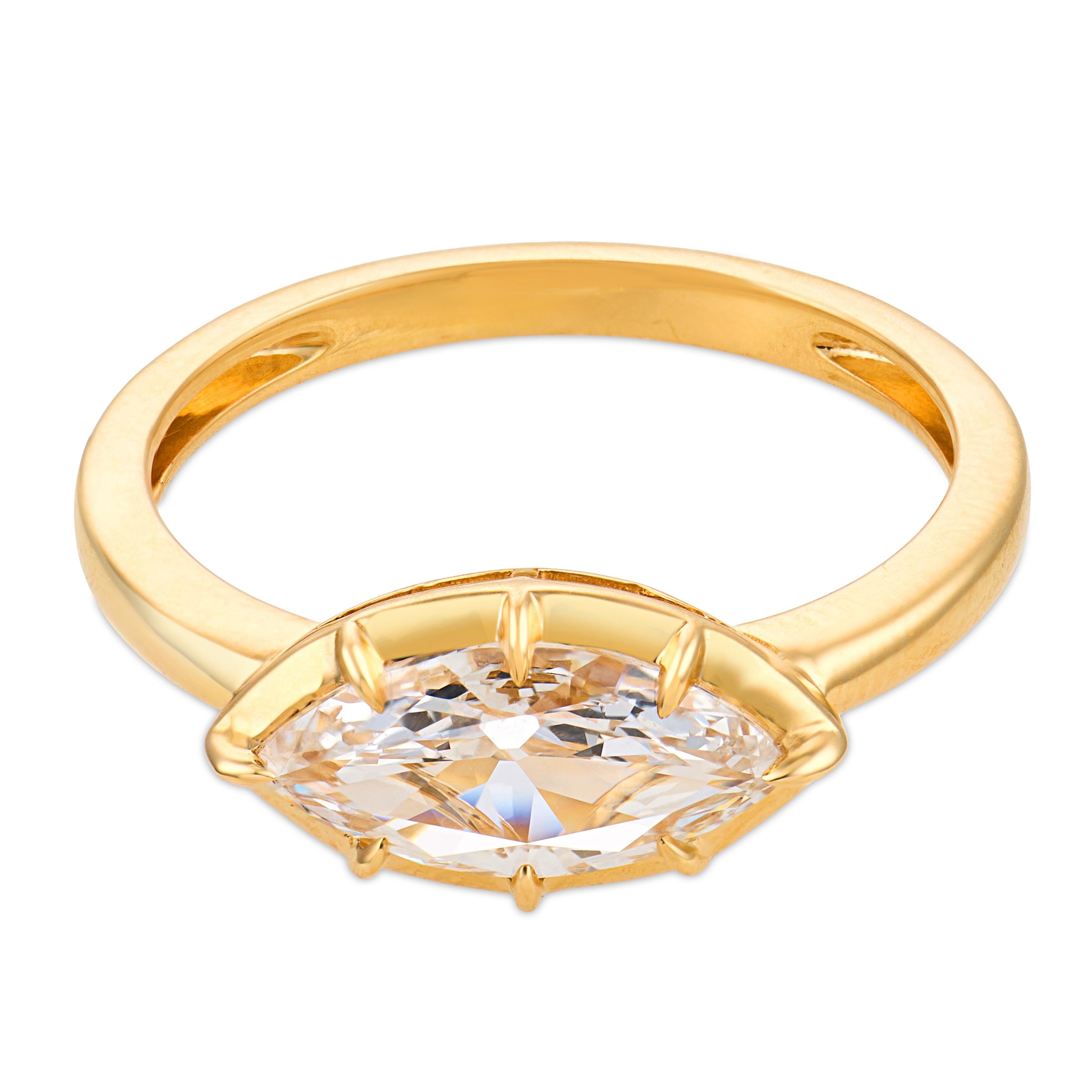 Ara GIA 0.79 carat marquise cut diamond 18k yellow gold ring - T&H Exclusive