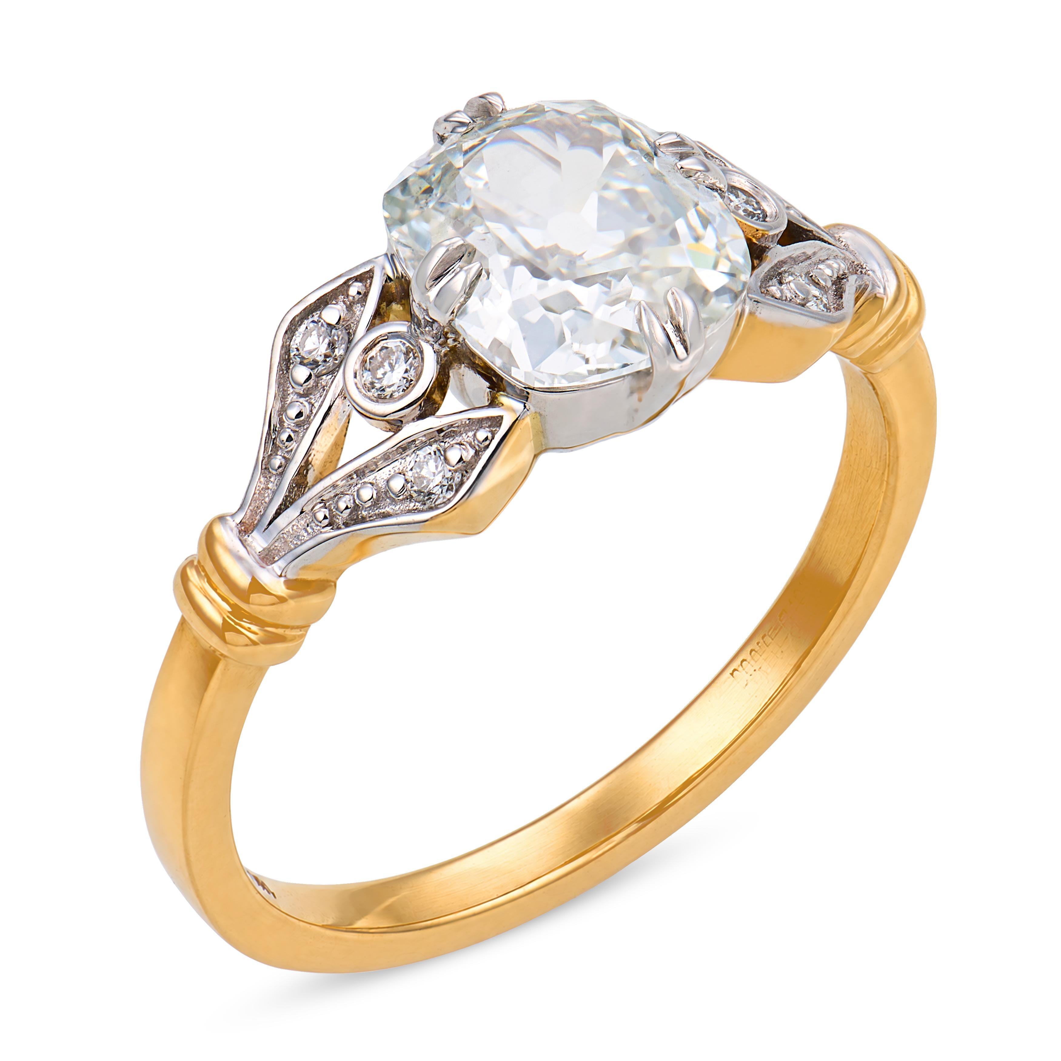 Ophelia GIA 1.37 carat cushion cut diamond platinum engagement ring