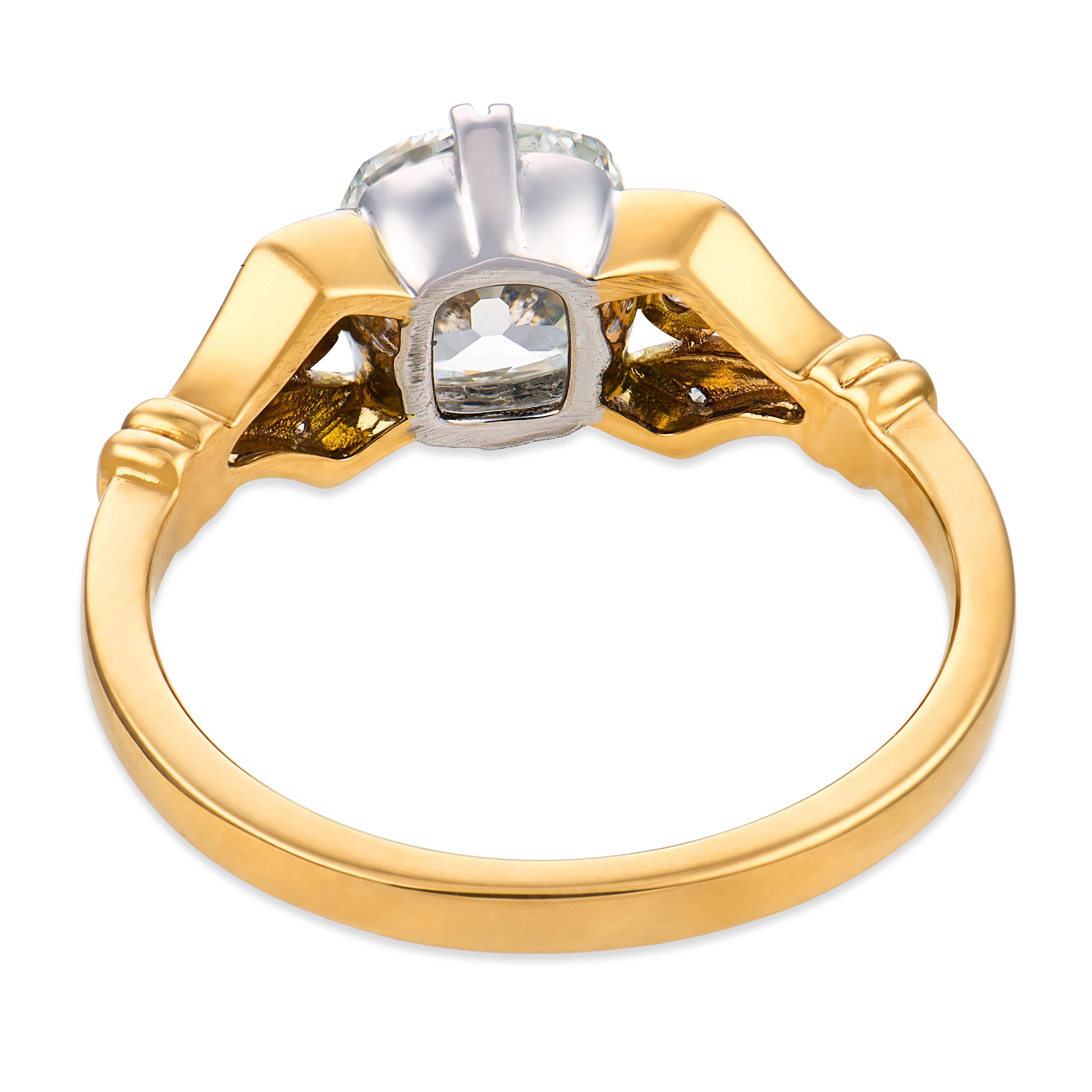 Ophelia GIA 1.37 carat cushion cut diamond platinum engagement ring