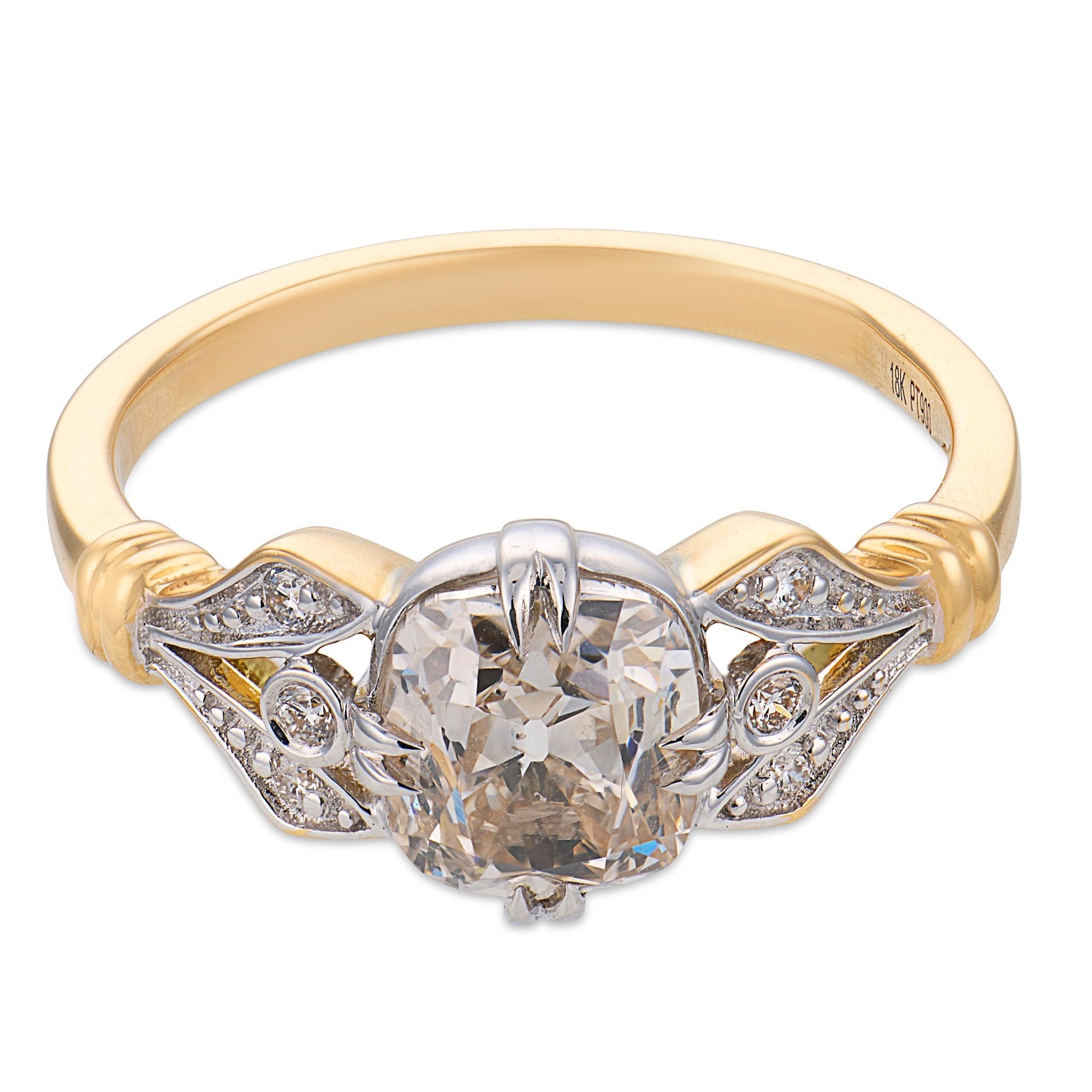 Ophelia GIA 1.54 carat old mine cut diamond ring - T&H Exclusive