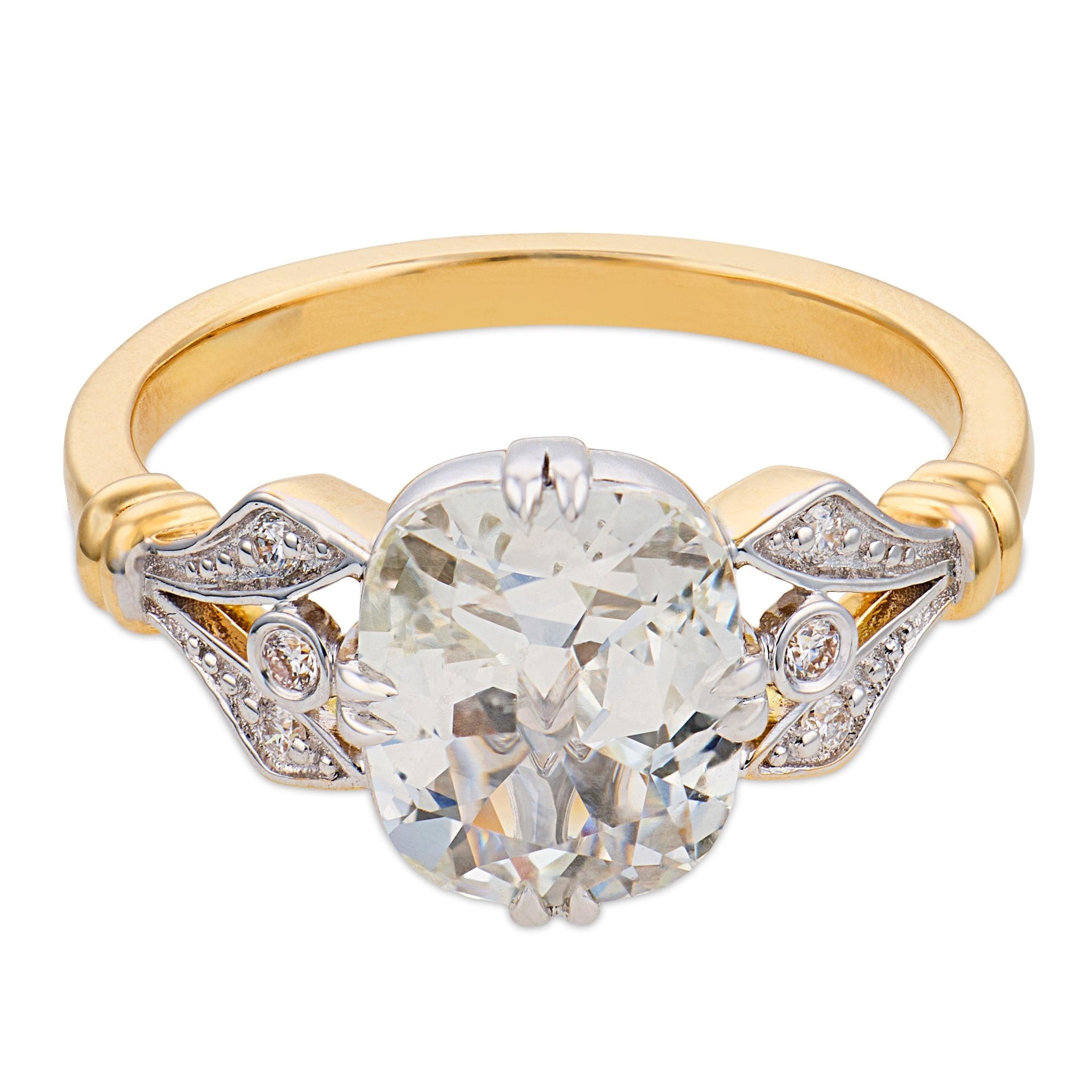 Ophelia GIA 1.50 carat diamond 18k yellow gold platinum ring - T&H Exclusive