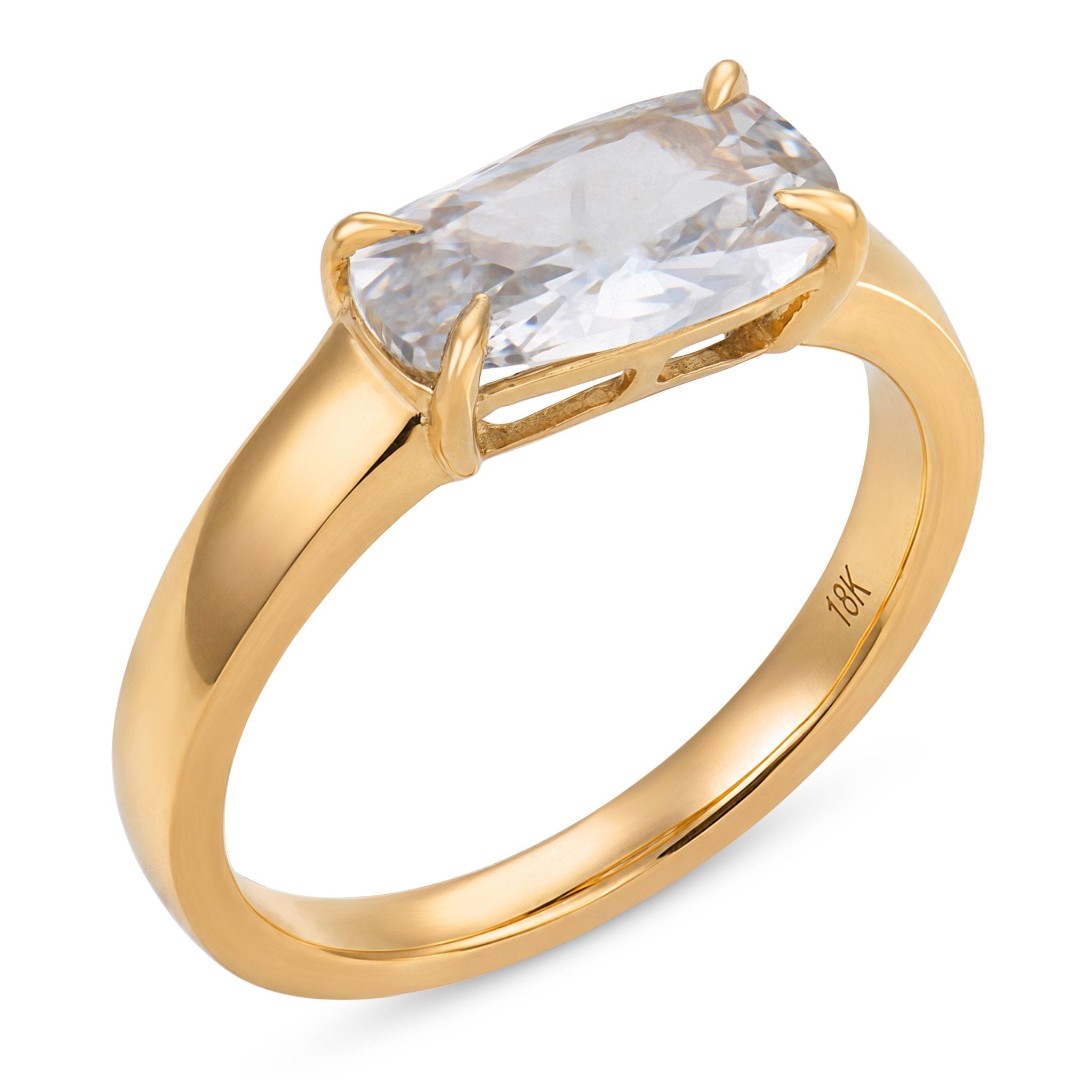 Myla GIA 1.51 carat elongated cushion cut diamond 18k yellow gold ring