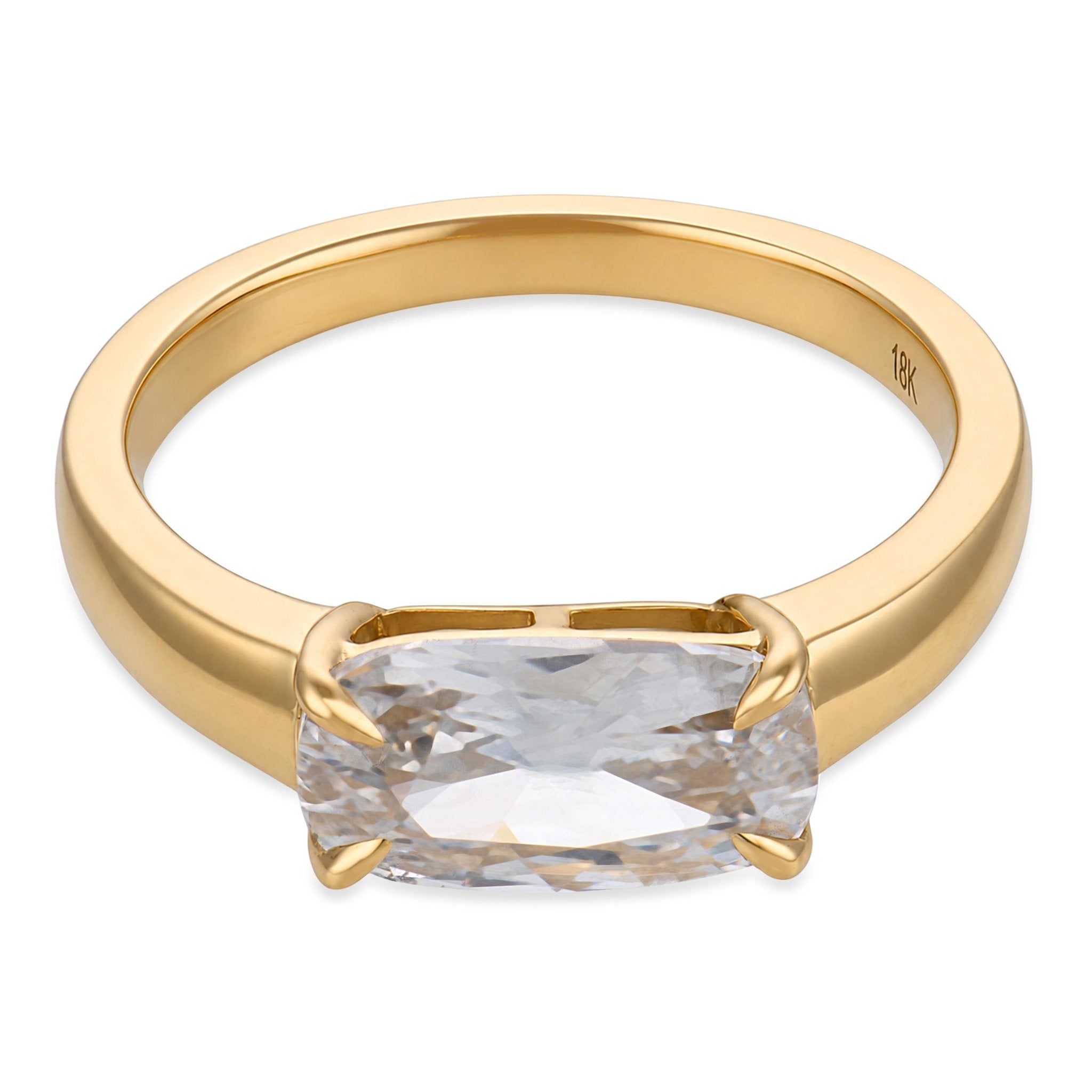 Myla GIA 1.51 carat elongated cushion cut diamond 18k yellow gold ring