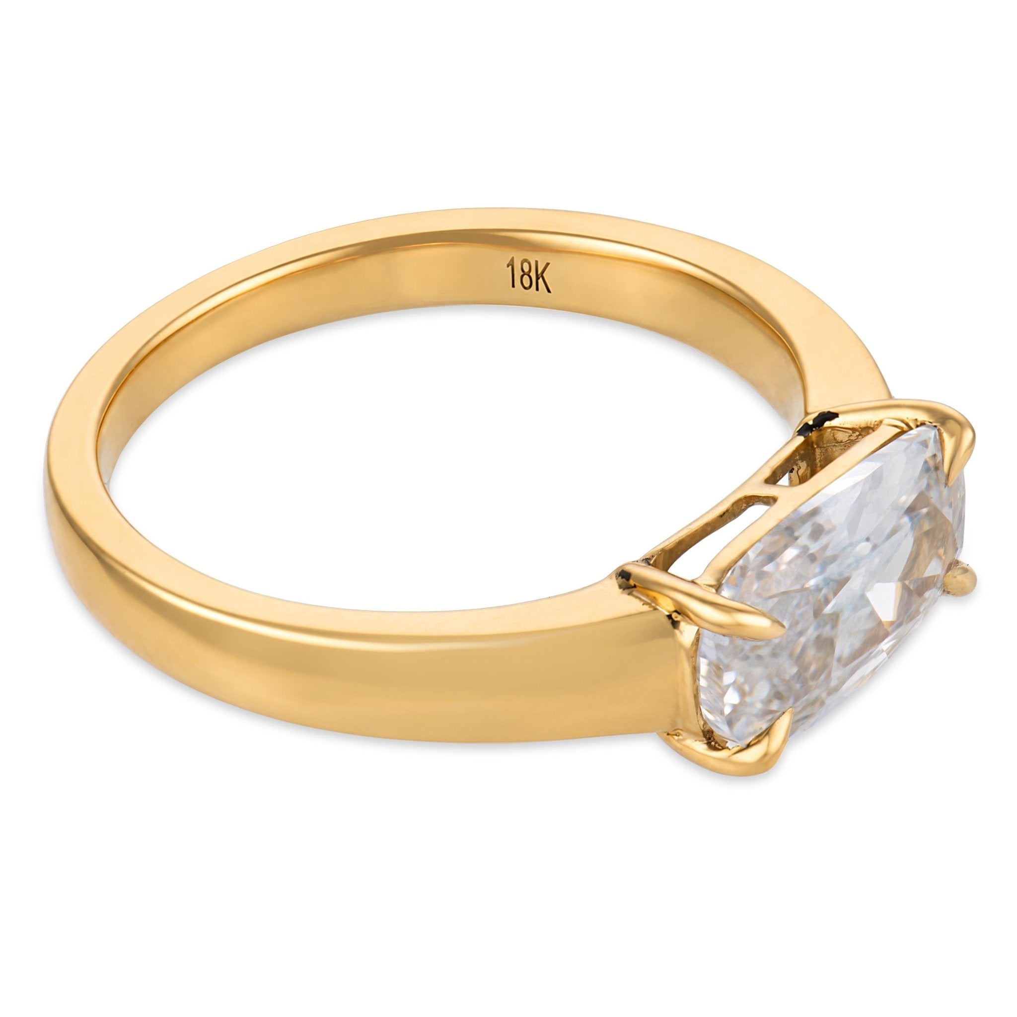 Myla GIA 1.51 carat elongated cushion cut diamond 18k yellow gold ring