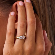 Myla GIA 1.51 carat elongated cushion cut diamond 18k yellow gold ring