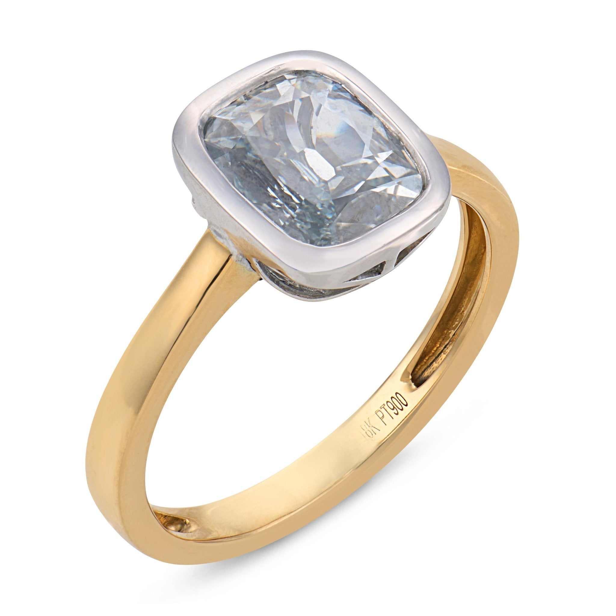Two tone bezel GIA 1.04 carat diamond 18k yellow gold platinum engagement ring