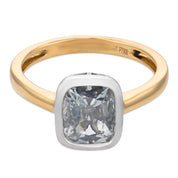 Two tone bezel GIA 1.04 carat diamond 18k yellow gold platinum engagement ring