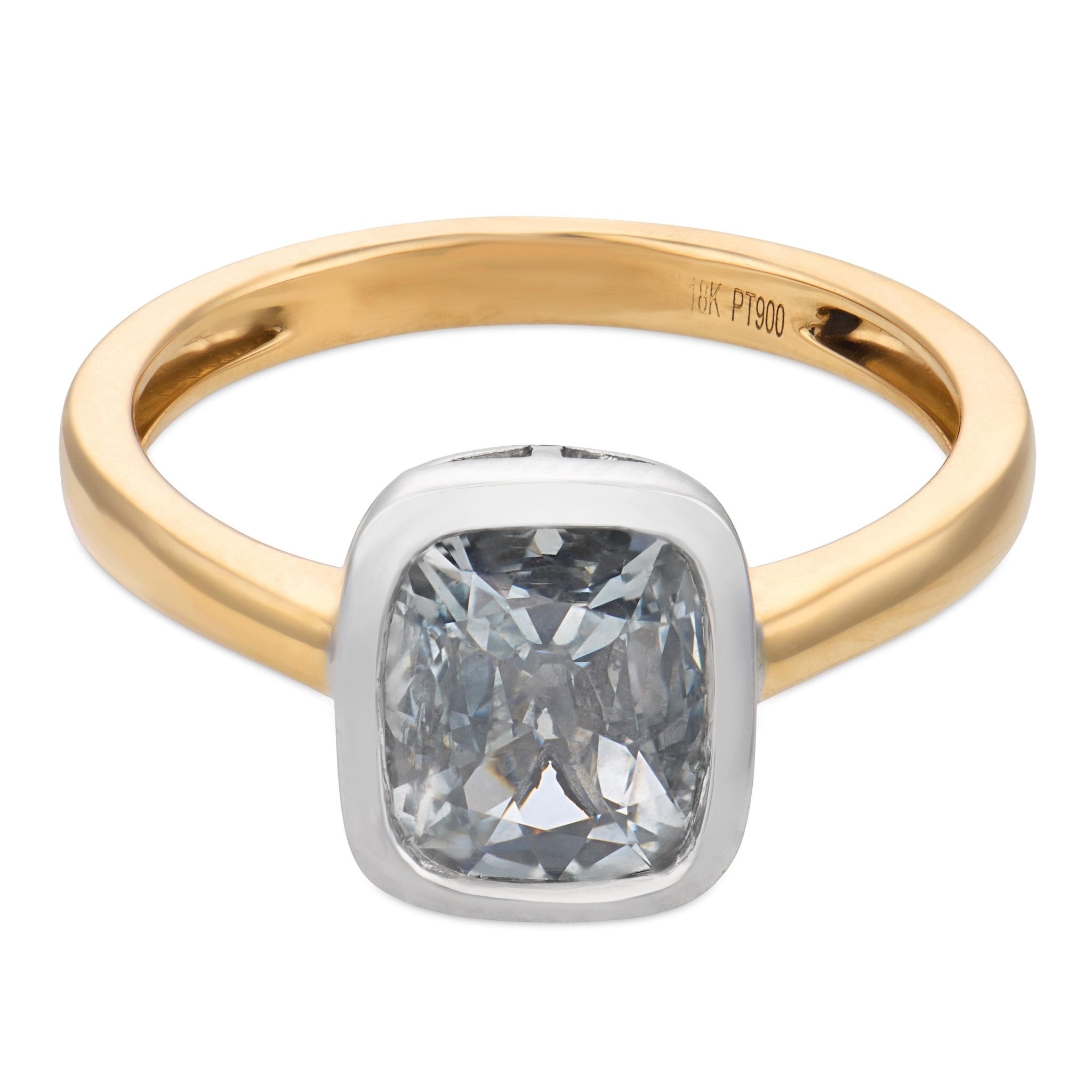 Two tone bezel GIA 1.04 carat diamond 18k yellow gold platinum engagement ring