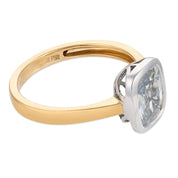 Two tone bezel GIA 1.04 carat diamond 18k yellow gold platinum engagement ring