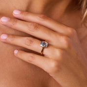Two tone bezel GIA 1.04 carat diamond 18k yellow gold platinum engagement ring
