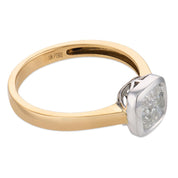 Two tone bezel GIA 1.03 carat diamond 18k yellow gold platinum ring