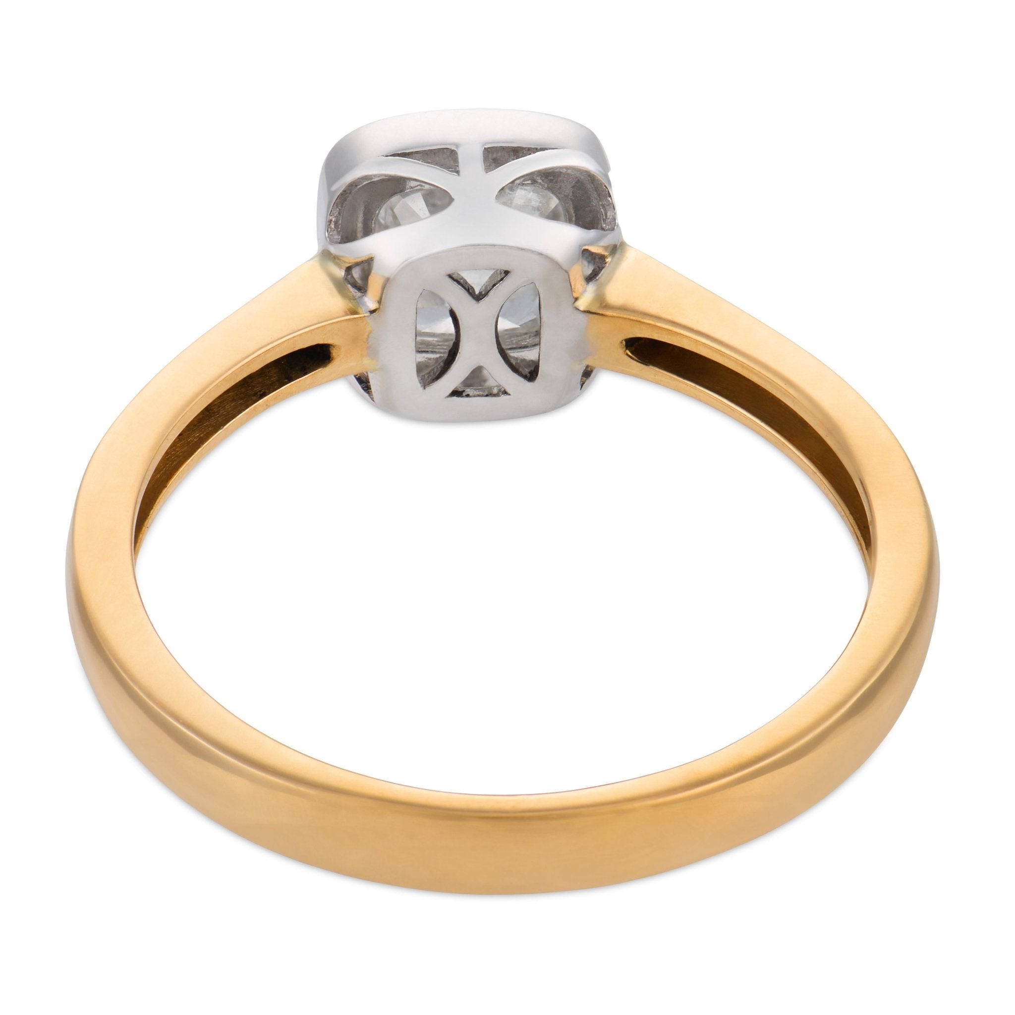 Two tone bezel GIA 1.03 carat diamond 18k yellow gold platinum ring