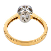 Two tone bezel GIA 0.81 oval cut diamond 18k yellow gold and platinum ring