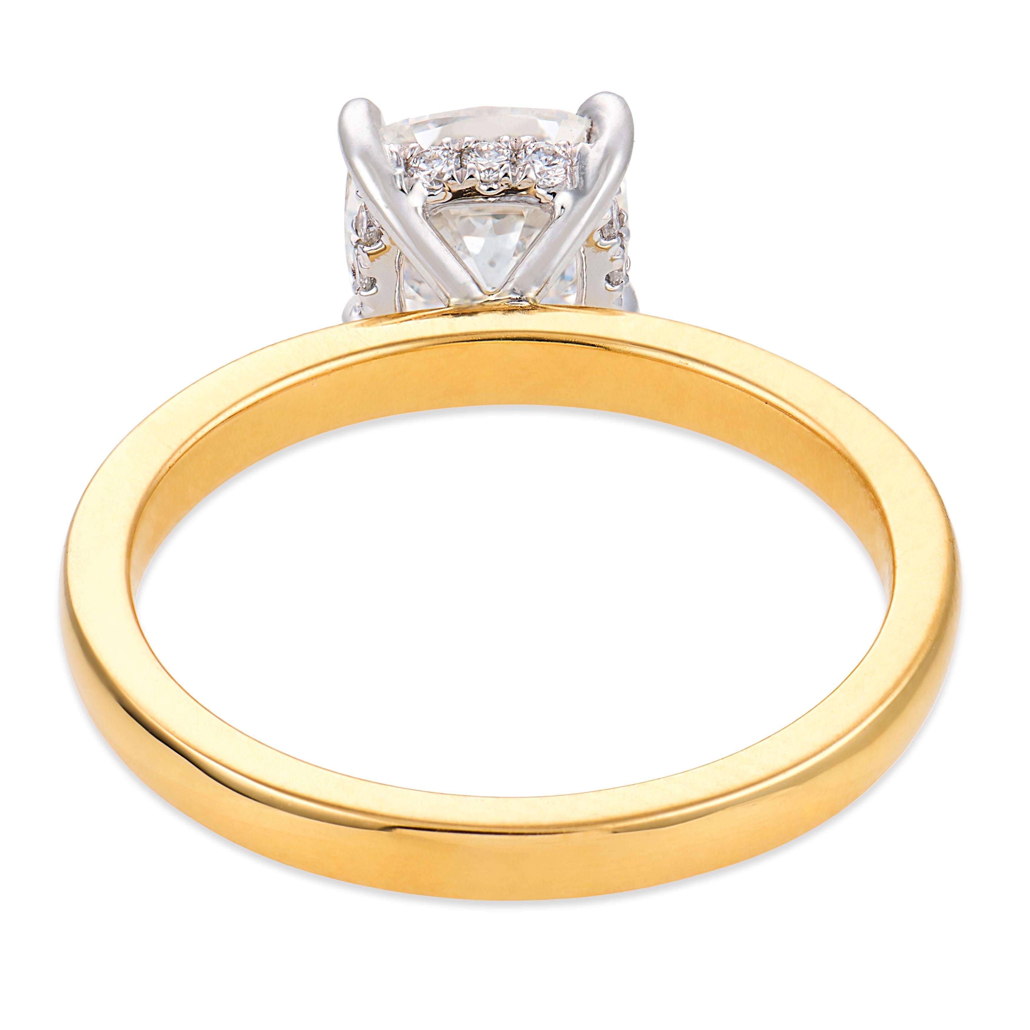 Tulum GIA 1.55 carat old mine cut diamond 18k yellow gold platinum ring