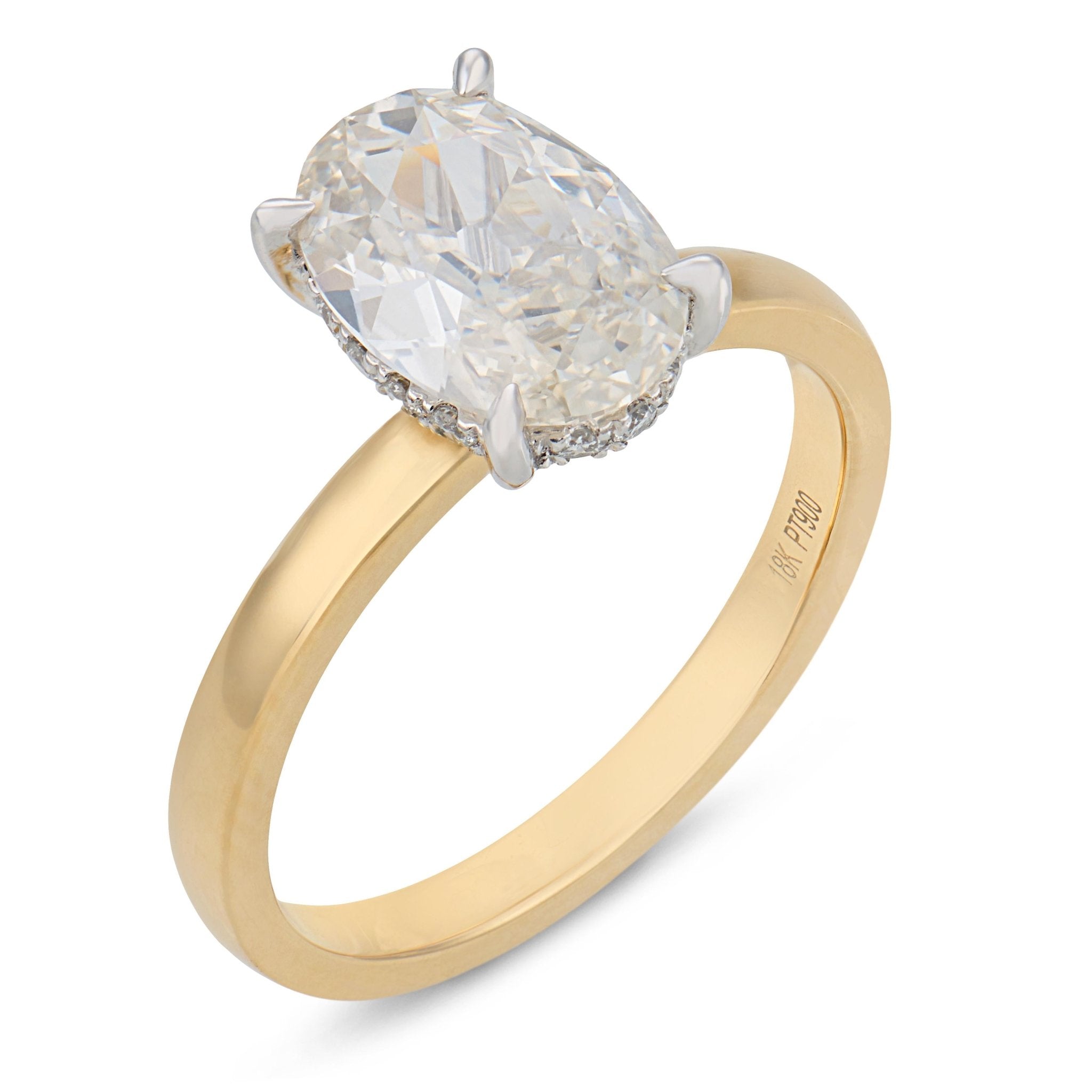 Tulum GIA 1.56 carat oval cut diamond 18k yellow gold platinum engagement ring