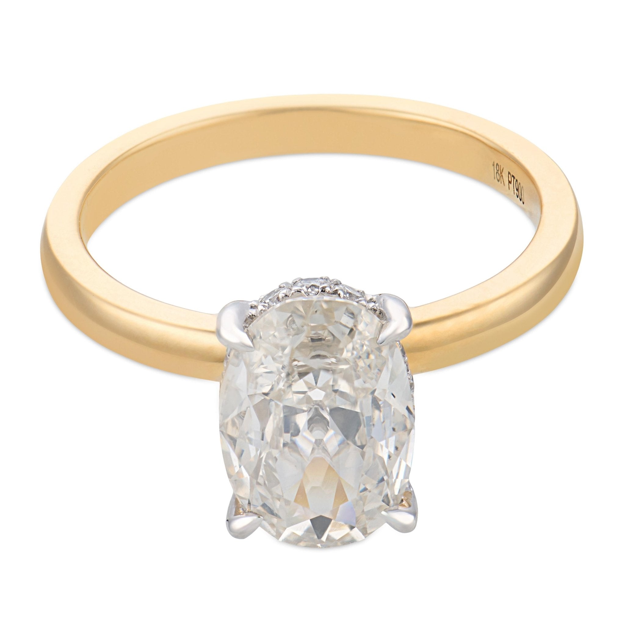 Tulum GIA 1.56 carat oval cut diamond 18k yellow gold platinum engagement ring