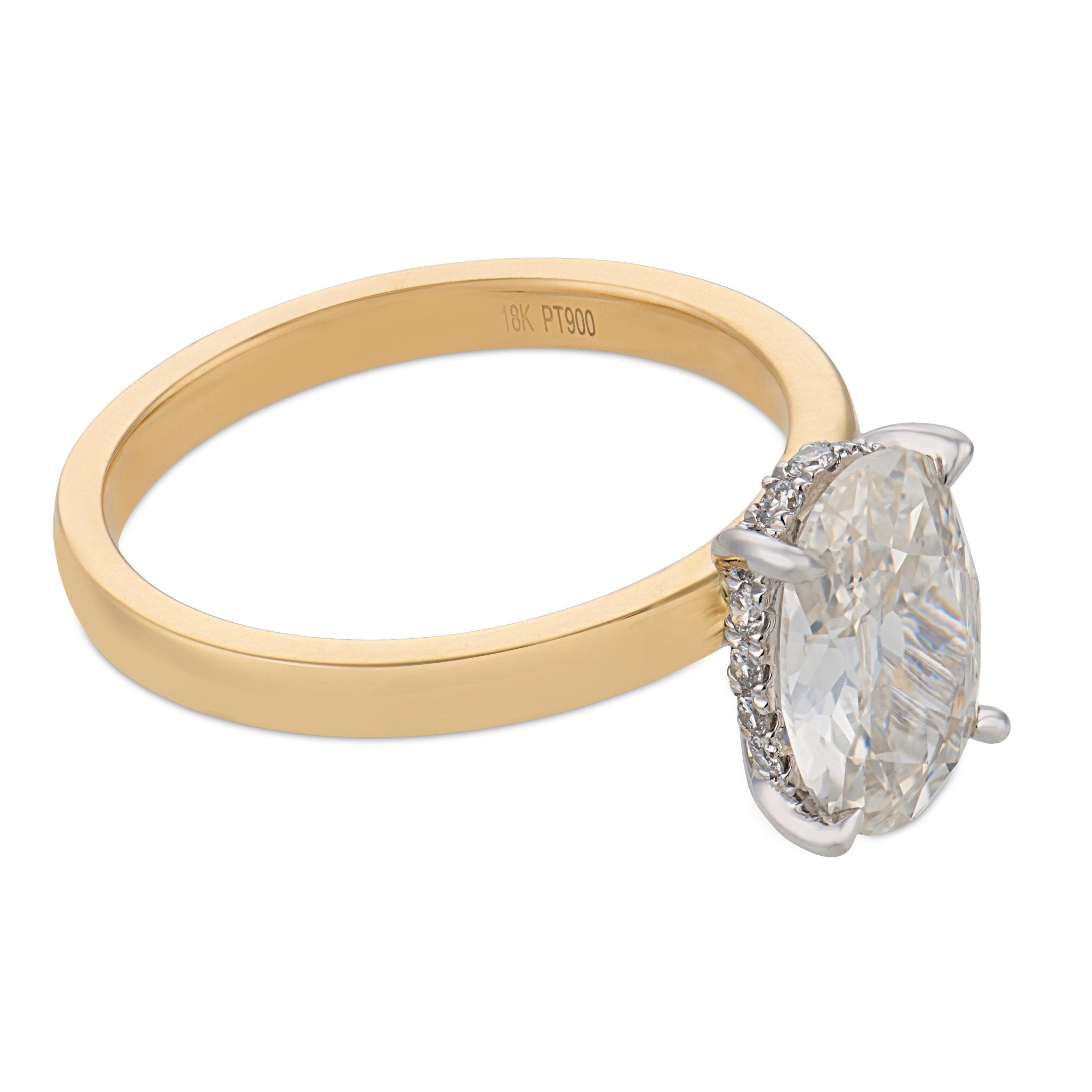 Tulum GIA 1.56 carat oval cut diamond 18k yellow gold platinum engagement ring