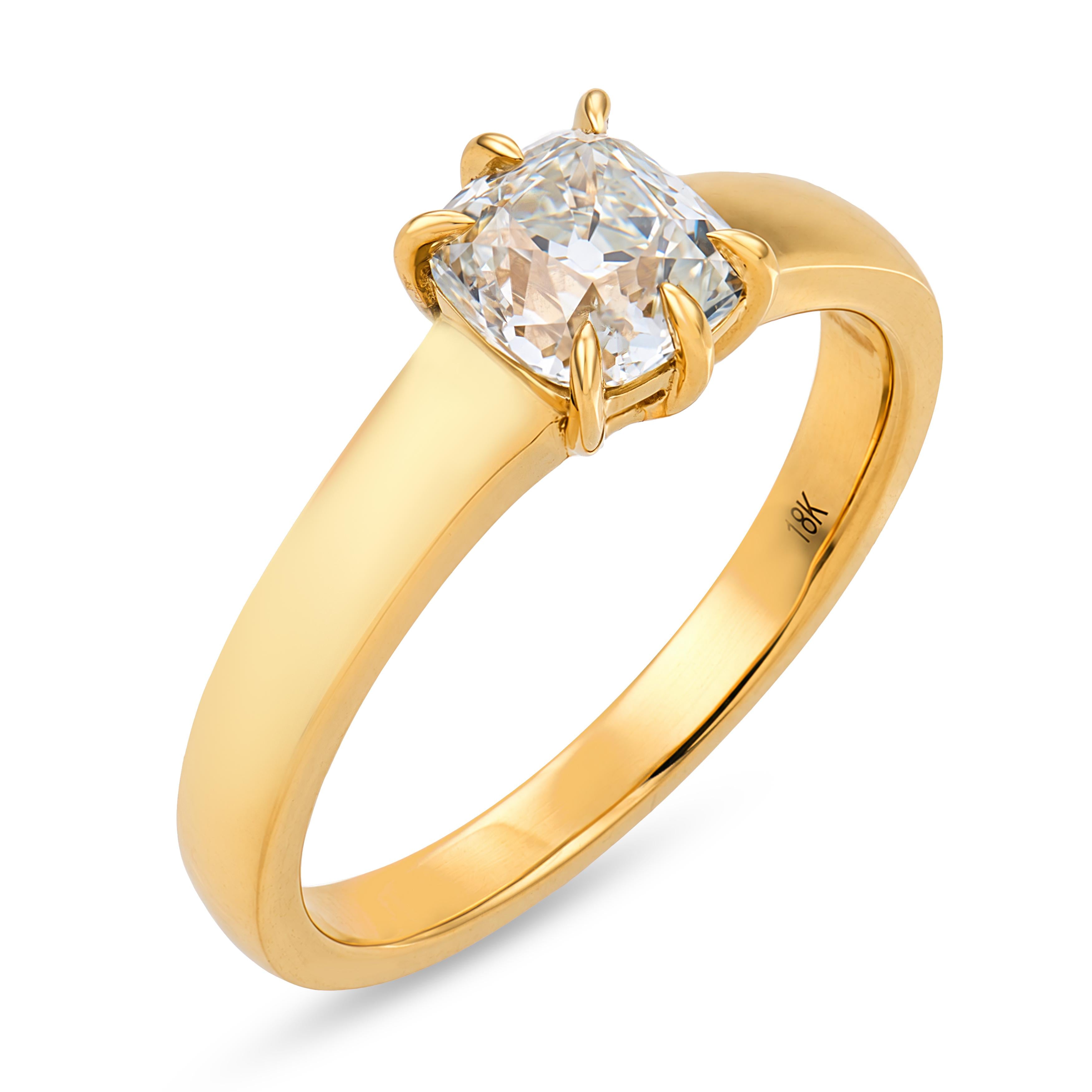 Astoria GIA 1.00 old mine cut diamond 18k gold engagement ring