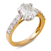 Empire State GIA 1.58 carat diamond 18k yellow gold platinum enagement ring